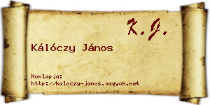 Kálóczy János névjegykártya