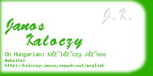 janos kaloczy business card